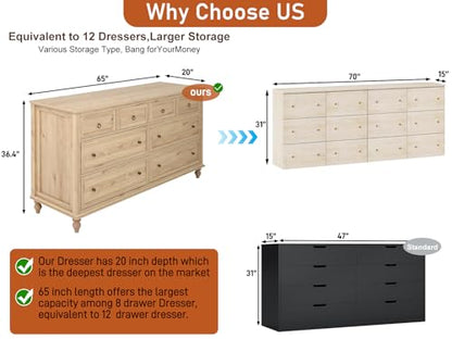 65inch Large Long Drawer Dresser w/Deep Drawers, view 3