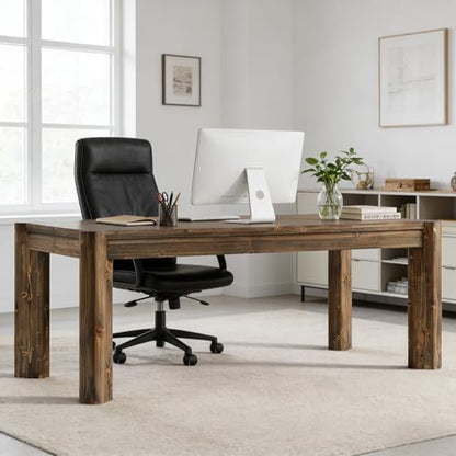 63" Solid Wood Executive Desk, Farmhouse Home Office Computer Desk, view 5
