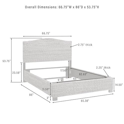 Serena Bed, Handwoven Natural Fiber Rattan Headboard and Footboard Set, Banana Leaf, Queen