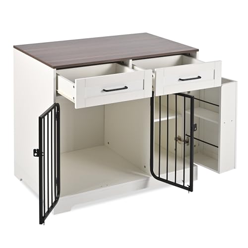 37.4" Dog Crate Furniture, Indoor Dog Kennel with 2 Drawers and Storage Cabinet, view 7