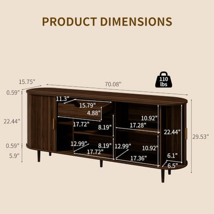 71" Sideboard Buffet Cabinet with Storage, view 3