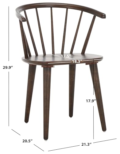 SAFAVIEH Furniture - Blanchard Side Chair Set of 2 - Dark Walnut - Solid Wood - Farmhouse Spindle Design - Ideal for Dining Room, Kitchen, Living Room, 17.9" Seat Height (AMH8512N-SET2)