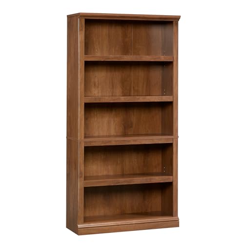 5-Shelf Split Bookcase/ Book shelf, Oiled Oak finish, view 2