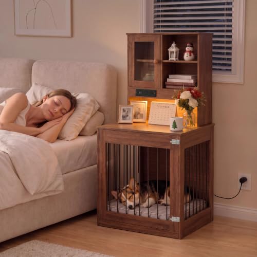 Dog Crate End Table with Storage, Wooden Kennel for Small Dogs & Puppies, view 4