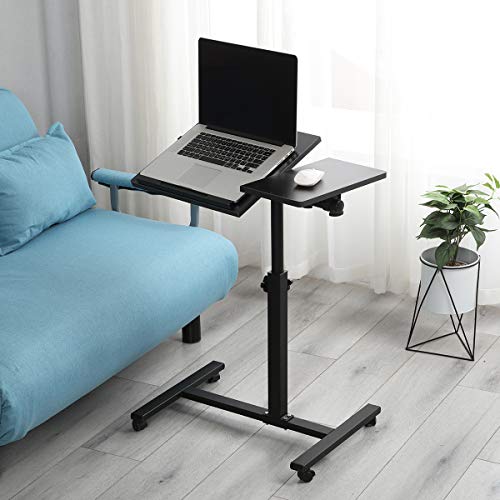 Overbed Bedside Desk Mobile Rolling Laptop Stand Tilting Overbed Table, view 8