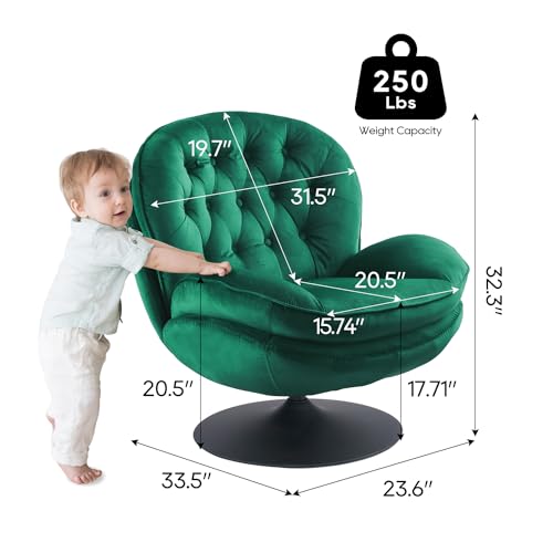 Velvet Swivel Accent Chair with Ottoman Set, view 3