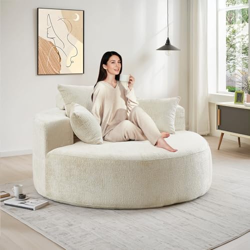 Oversized Round Chaise Longue Chair Indoor, view 2