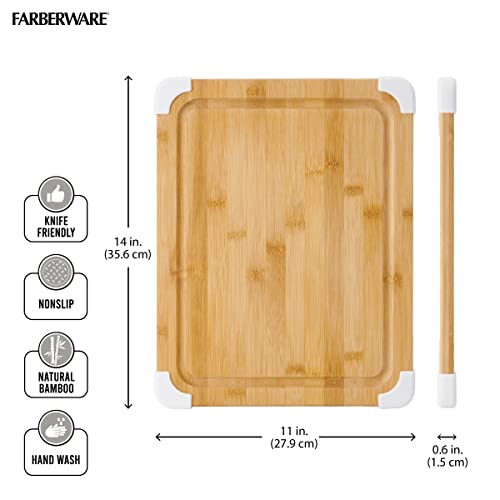 Nonslip Bamboo Cutting Board with Juice Groove, 11x14 Inch, White, view 4