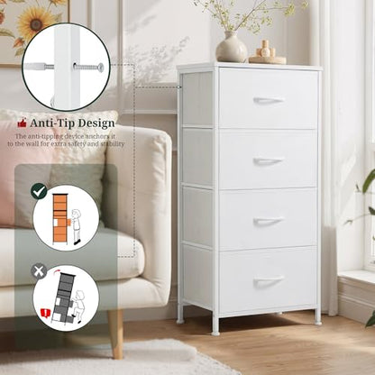 4 Drawers Dresser for Bedroom Fabric Storage Tower with Wooden Top, view 5
