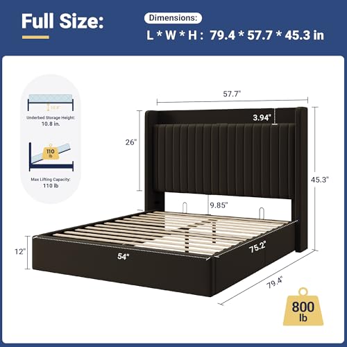 Hydraulic Black Storage Bed, view 3