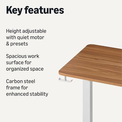 Electric Standing Desk, Height Adjustable Home Office Desk with Quiet Motor and Multiple Presets, White/Oak Effect