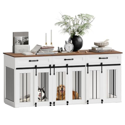 71'' Large Dog Crate for 2 Dogs,Dog Crate with 3 Drawer, view 2