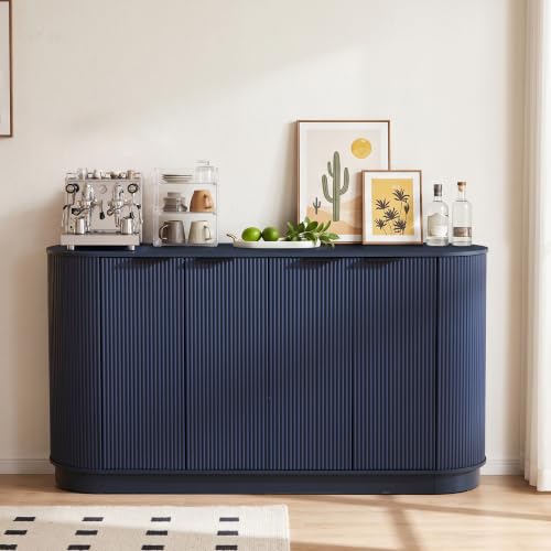 Modern Sideboard Buffet Cabinet with Storage, 59” Curved Credenza,Blue, view 2