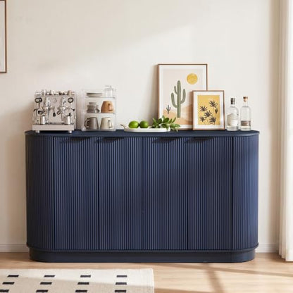Modern Sideboard Buffet Cabinet with Storage, 59” Curved Credenza,Blue, view 2