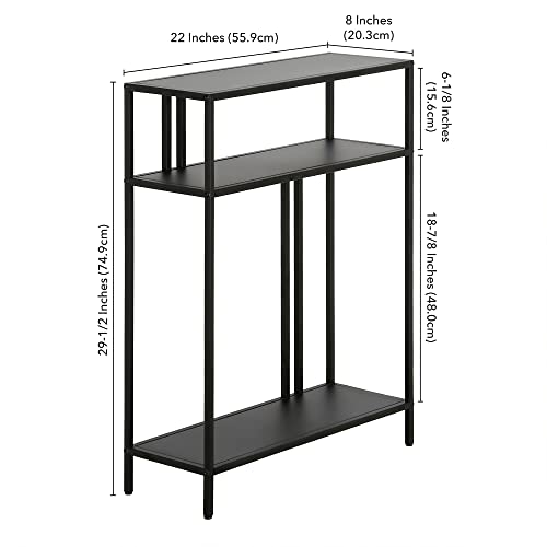 22" Wide Rectangular Console Table with Metal Shelves in Blackened Bronze, Entryway Table, Accent Table for Living Room, Hallway