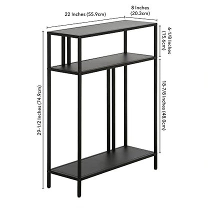 22" Wide Rectangular Console Table with Metal Shelves in Blackened Bronze, Entryway Table, Accent Table for Living Room, Hallway