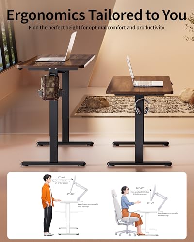 BIZUM Electric Standing Desk 60 x 24 Inch Computer Desk-Gaming Desk Dark Walnut Home Office Desks Height Adjustable Memory Stand Up Computer Workstation