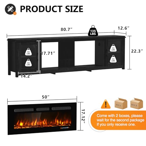 MXV 80" Fireplace TV Stand, view 3