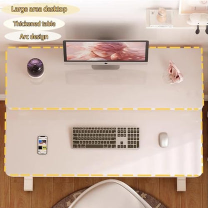 Rolling Computer Desk, 47.2 Inch Small Desks For Small Space, Portable Small Computer Desk with Monitor Stand & 3-Tier Storage, Portable Desk on Wheels for Writing, Home Office, Small Desk for Bedroom