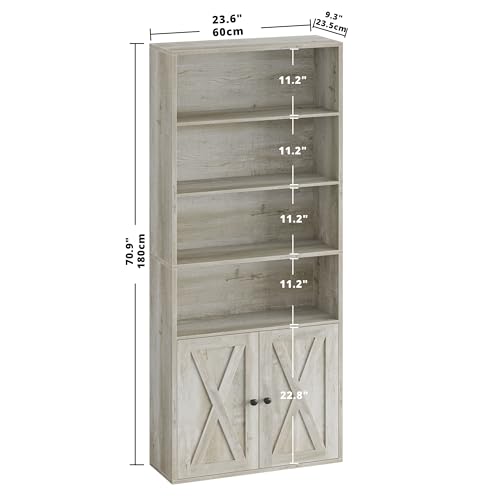 Industrial Bookshelves and Bookcases with Doors Floor Standing 6 Shelf Display, view 4
