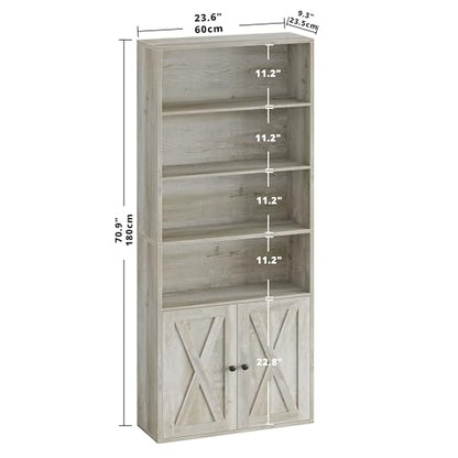 Industrial Bookshelves and Bookcases with Doors Floor Standing 6 Shelf Display, view 4