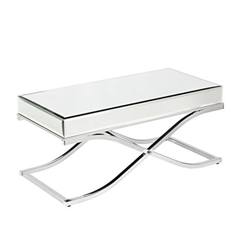 Ava Mirrored Coffee Table, Cocktail, Chrome