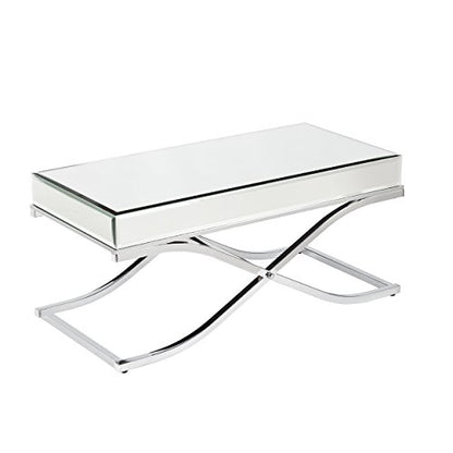 Ava Mirrored Coffee Table, Cocktail, Chrome