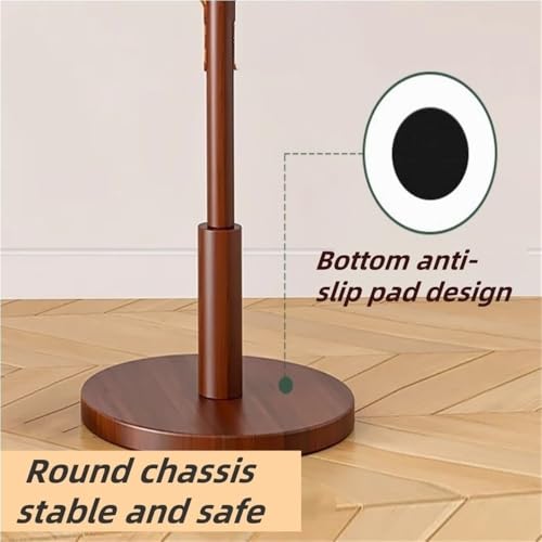 Simple Trending Standard Clothes Clothing Garment Rack, Floor-Standing Hat Rack for Bedroom, Solid Wood Coat Tree, Vertical Purse Hanger for Living Room(Natural)