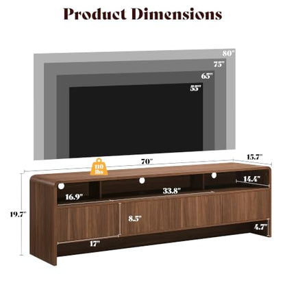 70" Modern Curved TV Stand with Storage for TVs Up to 80", view 3