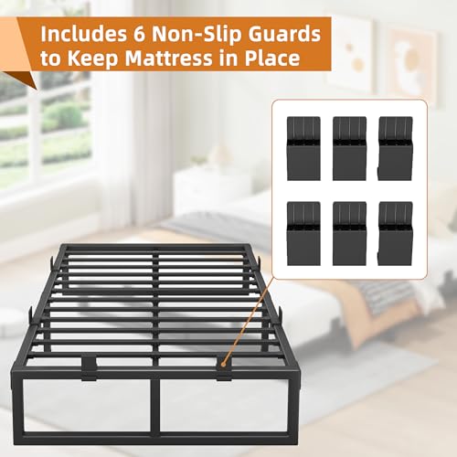 Metal Queen Bed Frame with Steel Support, view 4