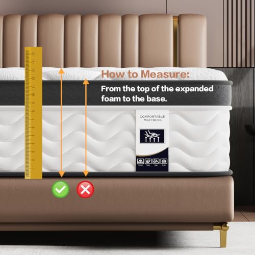 Full Size Mattress, 14 Inch Hybrid Bed in a Box, Euro Top Memory Foam, view 5