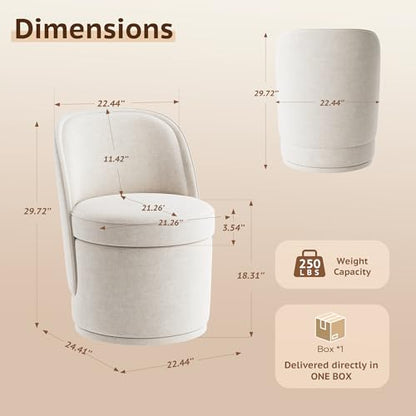 Swivel Accent Chair, 360° Swivel Chair with Hidden Storage, Modern Small Barrel Swivel Armchair for Living Room/Bedroom, Beige