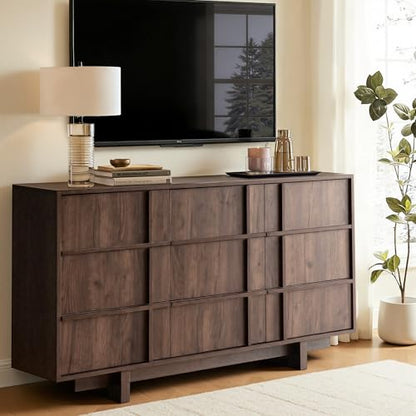 55" Wide 9 Drawer Dresser for Bedroom, Skeleton Line Design, view 7