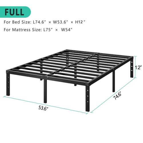 HLIPHA Metal Platform Bed Frame 12 Inch Tall, No Box Spring Needed, view 4