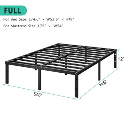 HLIPHA Metal Platform Bed Frame 12 Inch Tall, No Box Spring Needed, view 4