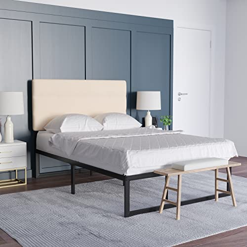 Gannon Full Headboard, Cream Fabric Upholstery, Adjustable Height, view 2