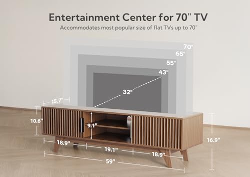 Mid-Century TV Stand, 59 Inch, Oak, view 3