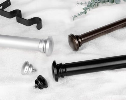 1 Inch Double Curtain Rods for Windows 66 to 120 Inch, Black | Heavy Duty Dual Curtain Rods, 33lbs Weight Capacity, Adjustable for Windows 54-116 Inch, Decorative for Bedroom
