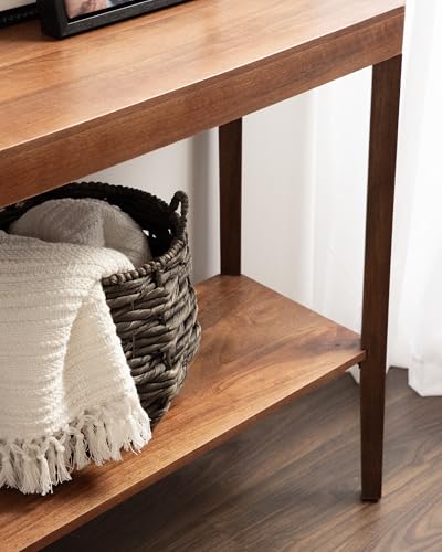 Talcott Modern Rectangle Wood Console Table; 36 x 14 x 33; Walnut Brown; Transitional Decorative Two-Tier Entryway Table for Use as a Behind Couch Table or a Bedroom Accent