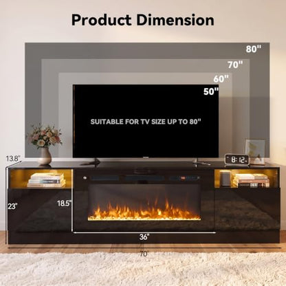 MXV 70" Fireplace TV Stand for TVs Up to 80", view 7