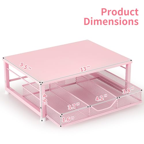 Small Pink Laptop Stand for Desk, Monitor Stand, Office Desk Accessories, view 4