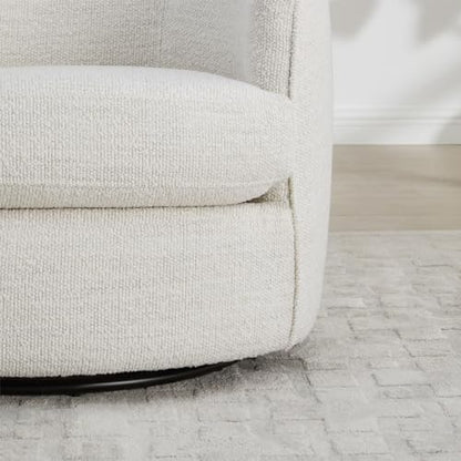 CHITA Barrel Swivel Accent Chair, FSC Wood Frame, Fully Assembled, Cream | Modern Armchair with FSC Certified Wood Frame, Living Room Chair for bedroom & office, 31.5"Dx32.3"Wx28.7"H, 350 Lbs Capacity