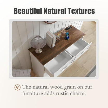 Farmhouse Dresser for Bedroom 6 Drawers Dresser with Power Outlets Rustic Chest, view 6