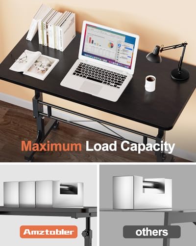 Small Standing Desk Adjustable Height, Mobile Stand Up Desk with Wheels, view 5