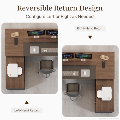 79" L-Shaped Executive Desk with Reversible Return, File Drawer, Power Hub, view 6