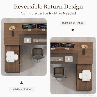 79" L-Shaped Executive Desk with Reversible Return, File Drawer, Power Hub, view 6