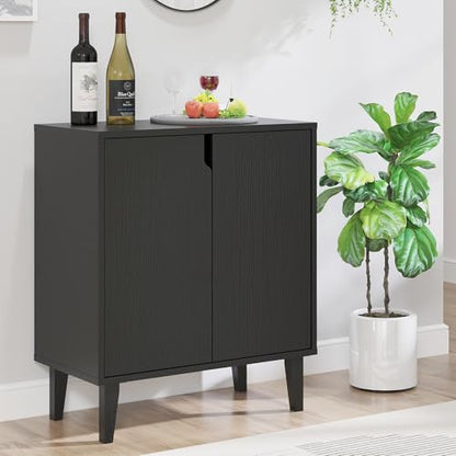 2 Door Kitchen Buffet Storage Cabinet Accent Console Table for Kitchen Dining Living Room Hallway Office (Black)