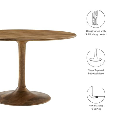 Lippa 48Inch Round Dining Table Solid Wood Natural Finish Modern Kitchen Room Entertaining Home Furniture Quality Stylish Elegant Durable Refined Versatile Contemporary