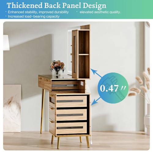 Vanity Desk with 29.53" HD Lighted Mirror, view 4