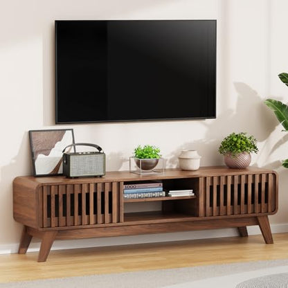 59 Inch Mid Century Modern TV Stand for 65 Inch TV (Walnut), view 2